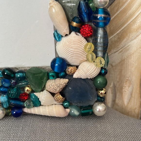 Couture handmade rhinestone & beads & Seashell 🐚 picture frame 5x7 - Picture 4 of 6